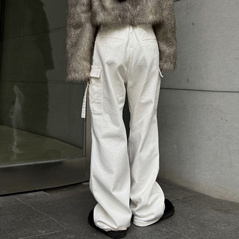 Size Friendly Pocket Drawstring Parachute Cargo Pants - fairypeony