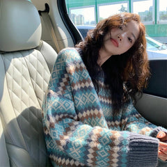 Christmas Vintage Jacquard Sweater, , women clothing, christmas-vintage-jacquard-sweater, , fairypeony