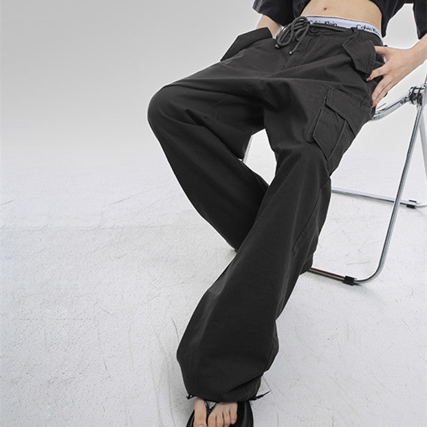 Buttoned Straight-Leg Cargo Pants, , women clothing, buttoned-straight-leg-cargo-pants, , fairypeony