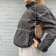 Stitch Detail Nylon Zip Up Jacket, , women clothing, stitch-detail-nylon-zip-up-jacket, , fairypeony