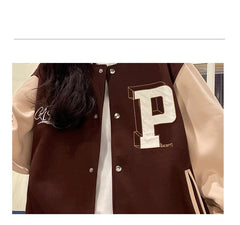 Vintage 90's Varsity Jacket, , women clothing, vintage-90s-varsity-jacket, black, brown, fairypeony