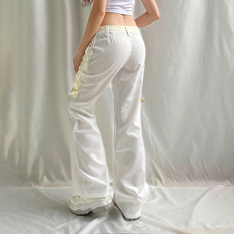 White Cargo Pocket Straight-Leg Pants, , women clothing, white-cargo-pocket-straight-leg-pants, , fairypeony
