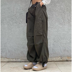 Drawstring Y2K Baggy Parachute Pants, , women clothing, drawstring-y2k-baggy-parachute-pants, , fairypeony