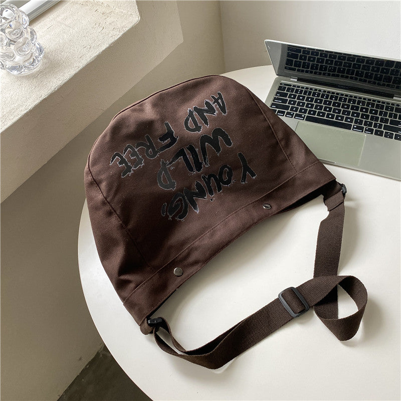 Young Wild and Free Canvas Crossbody Bag - fairypeony