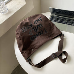 Young Wild and Free Canvas Crossbody Bag - fairypeony