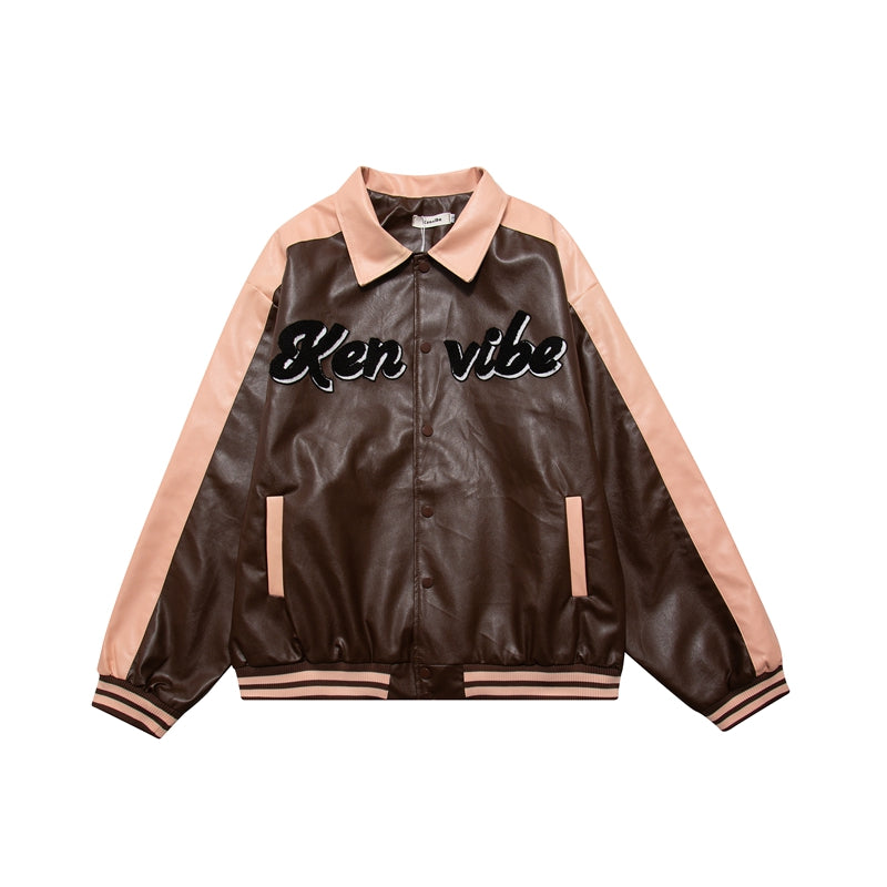 Oversized Pu Leather Varsity Jacket, , women clothing, oversized-pu-leather-varsity-jacket-1, , fairypeony