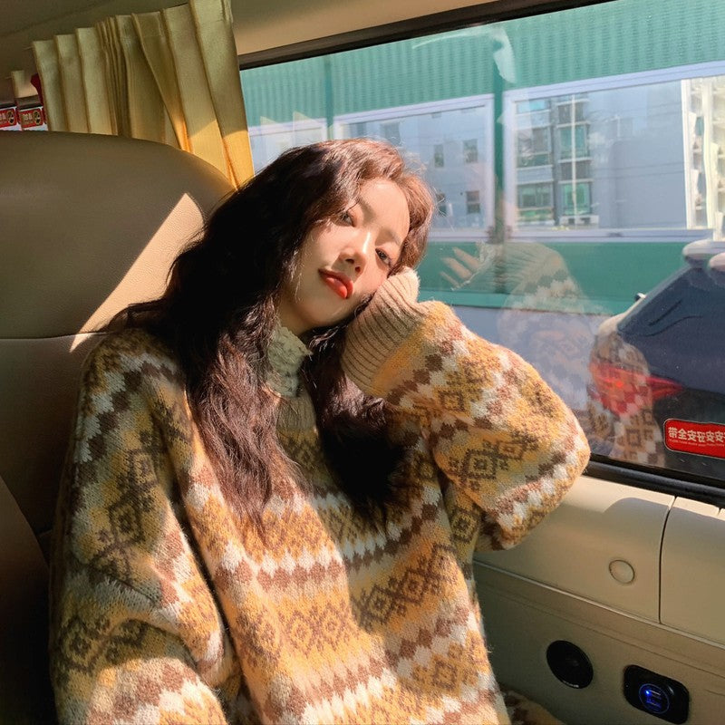 Christmas Vintage Jacquard Sweater, , women clothing, christmas-vintage-jacquard-sweater, , fairypeony