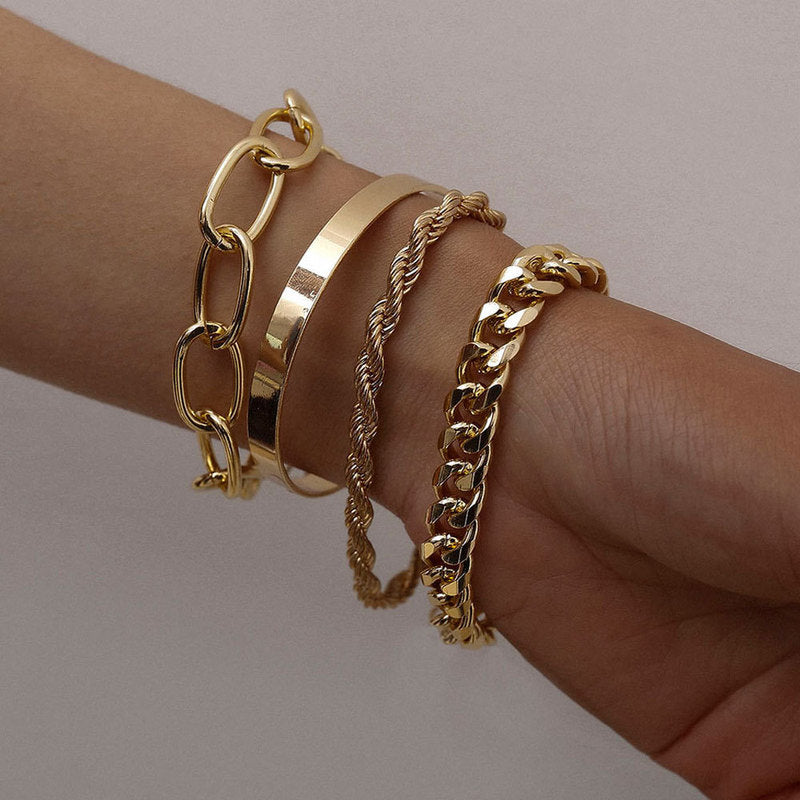 Four-Piece Alloy Bracelet Bracelet, , women clothing, four-piece-alloy-bracelet-bracelet, , fairypeony