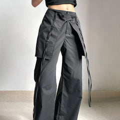 Patchwork Baggy Parachute Cargo Pants - fairypeony