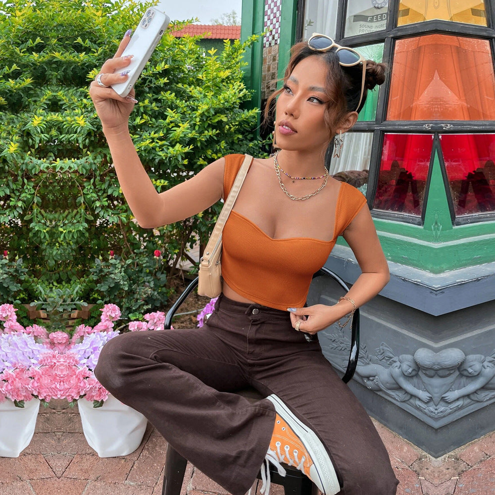 Short Sleeve Ribbed Crop Top - fairypeony