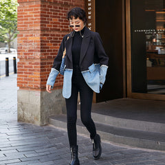 Denim Stitching Blazer, , women clothing, denim-stitching-blazer, , fairypeony