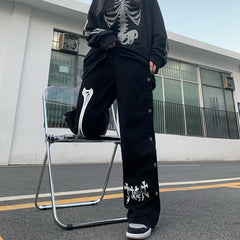 INS Harajuku Style Breasted Casual Loose Denim Trousers, , women clothing, ins-harajuku-style-breasted-casual-loose-denim-trousers, , fairypeony