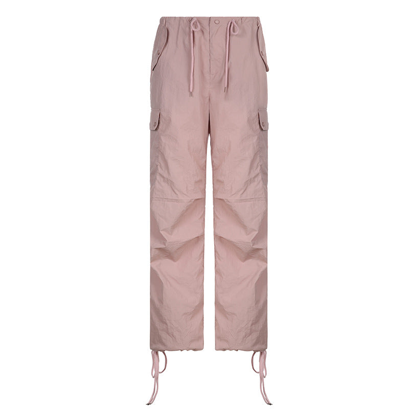 Size Friendly Pink Parachute Cargo Pants, , women clothing, size-friendly-pink-parachute-cargo-pants, khaki, pink, fairypeony