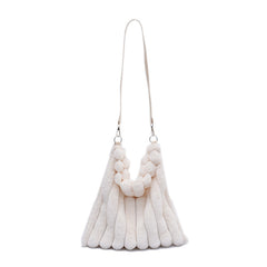 Contrast Plush Large Capacity Shoulder Bag, , women clothing, contrast-plush-large-capacity-shoulder-bag, , fairypeony