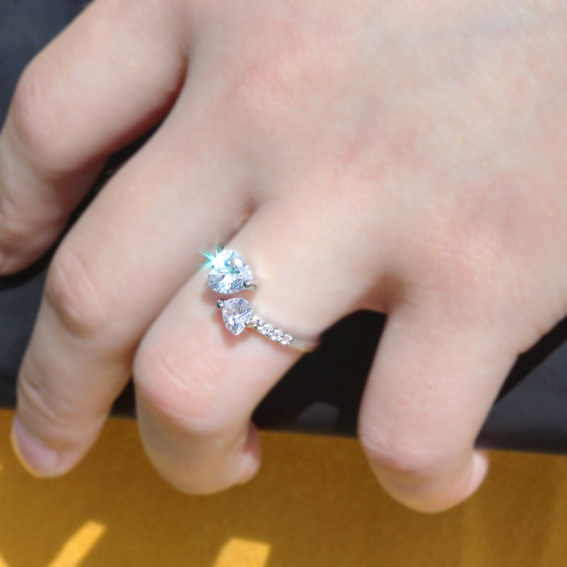 Heart Zircon Brass Ring, , women clothing, heart-zircon-brass-ring, , fairypeony