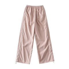 Piping Detail Wide Leg Track Pants - fairypeony