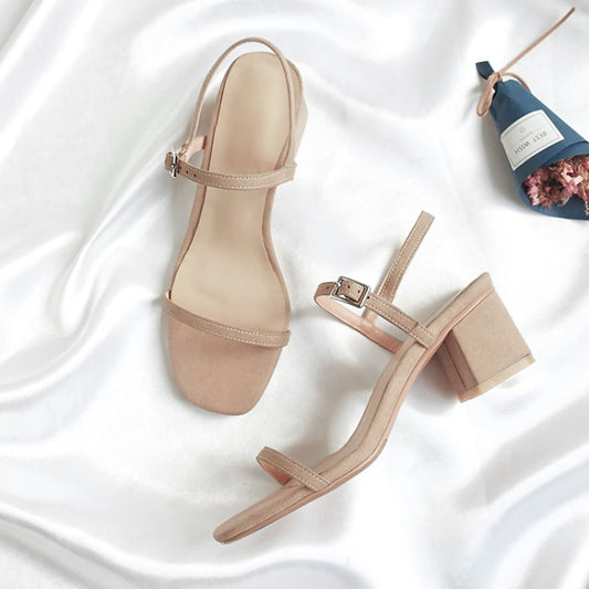 Round toe chunky heel ladies sandals, , women clothing, round-toe-chunky-heel-ladies-sandals, , fairypeony