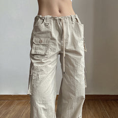 Washed Pocket Solid Cargo Pants, , women clothing, washed-pocket-solid-cargo-pants, , fairypeony
