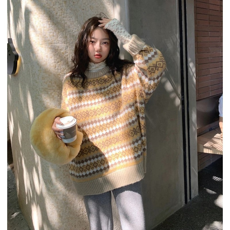 Christmas Vintage Jacquard Sweater, , women clothing, christmas-vintage-jacquard-sweater, , fairypeony