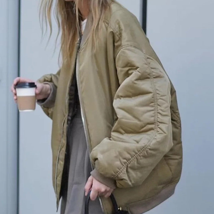 Simple Basic Zip Up Bomber Jacket - fairypeony