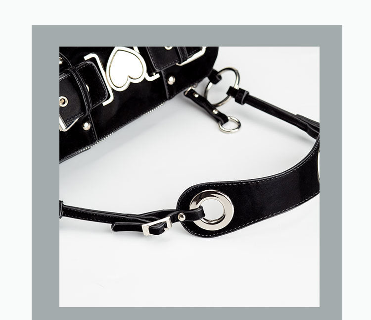 Y2K Heart Metal Chain Shoulder Bag - fairypeony