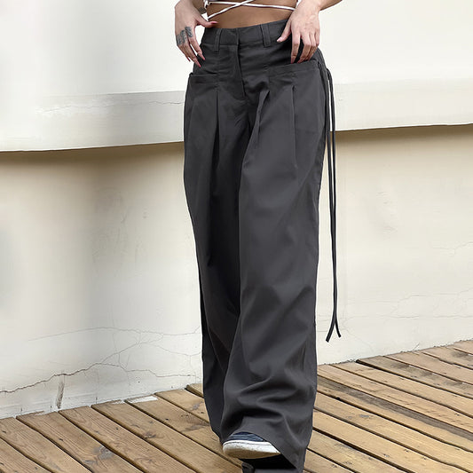 Retro Street Low Waist Wide Leg Pants, , women clothing, retro-street-low-waist-wide-leg-pants, , fairypeony