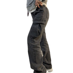 Worn Multi Pocket Casual Jeans, , women clothing, worn-multi-pocket-casual-jeans, , fairypeony