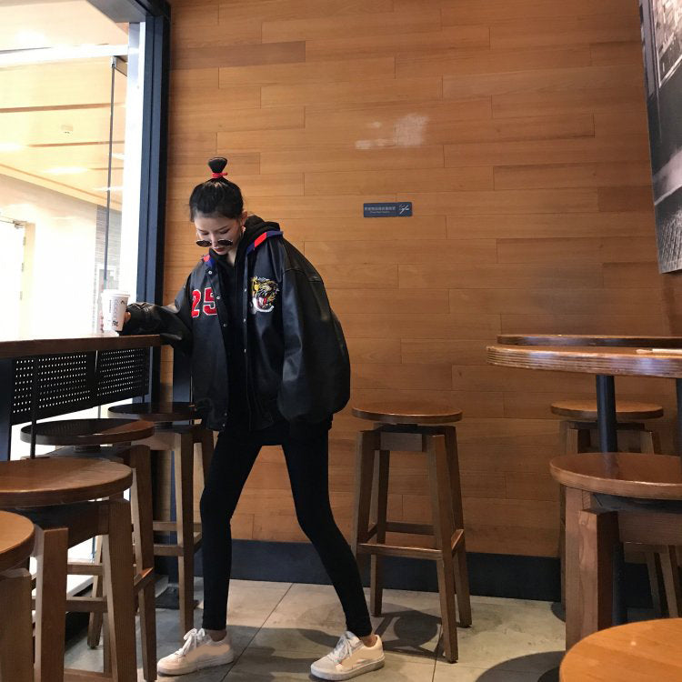 Bomber Embroidered Tiger Varsity Jacket, , women clothing, bomber-embroidered-tiger-varsity-jacket, black, fairypeony