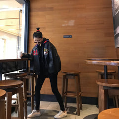 Bomber Embroidered Tiger Varsity Jacket, , women clothing, bomber-embroidered-tiger-varsity-jacket, black, fairypeony