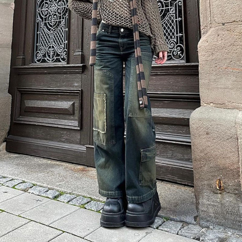Vintage 90s Patchwork Cargo Jeans - fairypeony