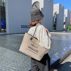 Canvas Fashion Printed Letters Large Capacity Shoulder Bag, , women clothing, canvas-fashion-printed-letters-large-capacity-shoulder-bag, , fairypeony