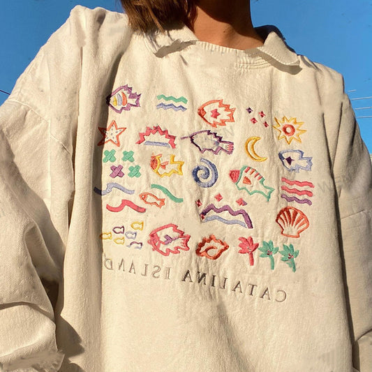 Catalina Island Vintage Sweatshirt, , women clothing, catalina-island-vintage-sweatshirt, L, M, S, vintage, white, fairypeony