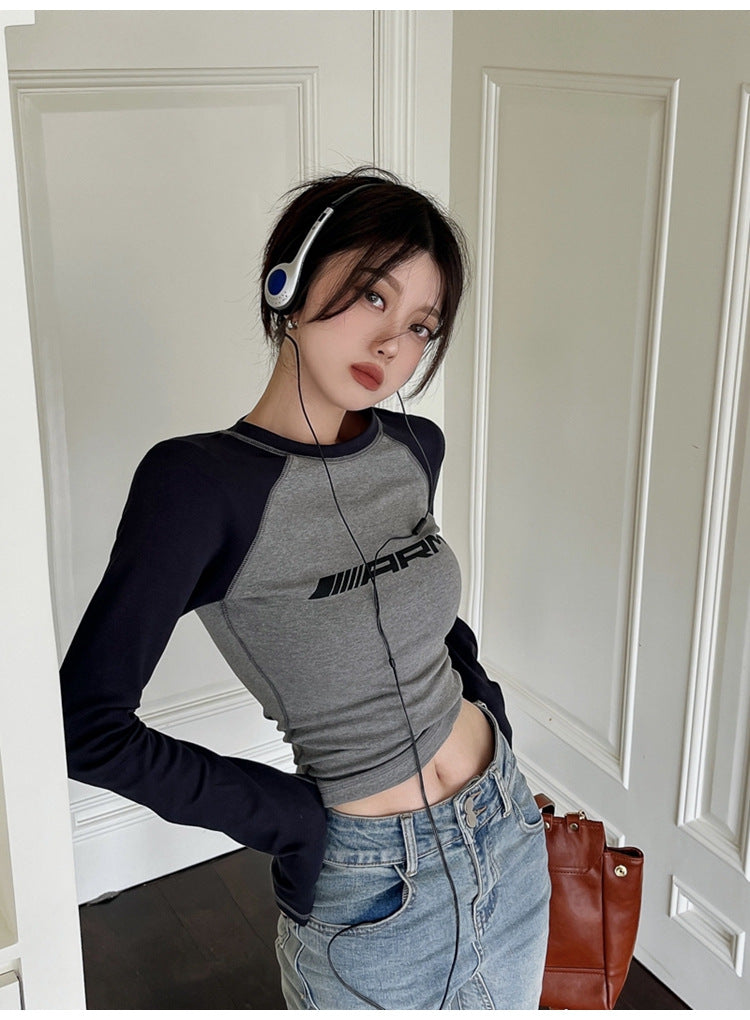 Logo Graphic Long Sleeve Crop Top - fairypeony