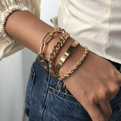 Thick chain alloy bracelet, , women clothing, thick-chain-alloy-bracelet, , fairypeony