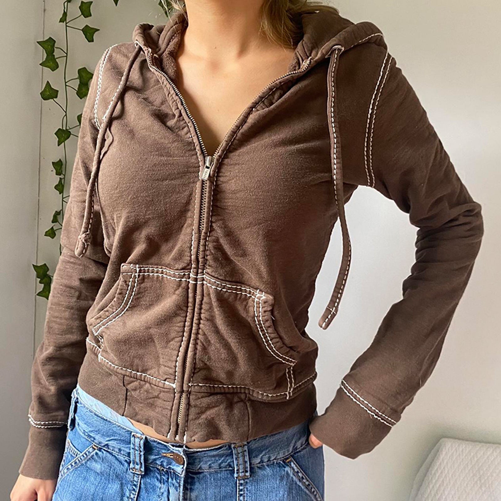 Sewing Thread Downtown Zip Up Hoodie - fairypeony