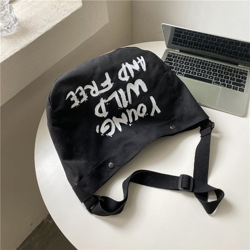 Young Wild and Free Canvas Crossbody Bag - fairypeony