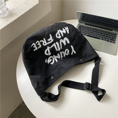 Young Wild and Free Canvas Crossbody Bag - fairypeony