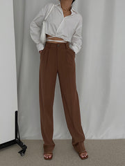 High Waist Loose Straight Drape Mopping Trousers, , women clothing, high-waist-loose-straight-drape-mopping-trousers, , fairypeony