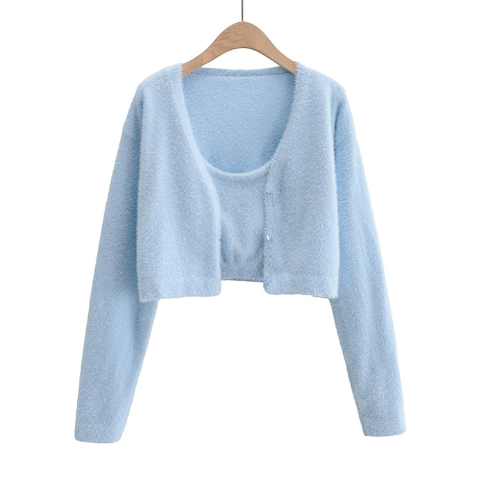 Cropped Button Knit Two Piece Cardigan, , women clothing, cropped-button-knit-two-piece-cardigan, , fairypeony