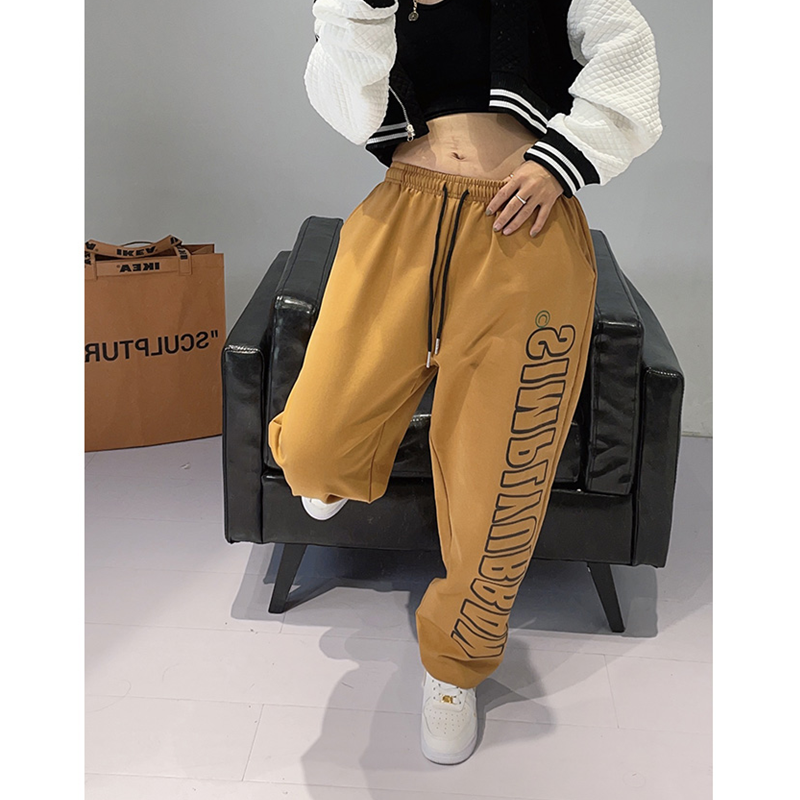 Vintage Letter Graphic Black Baggy Sweatpants, , women clothing, vintage-letter-graphic-black-baggy-sweatpants, , fairypeony
