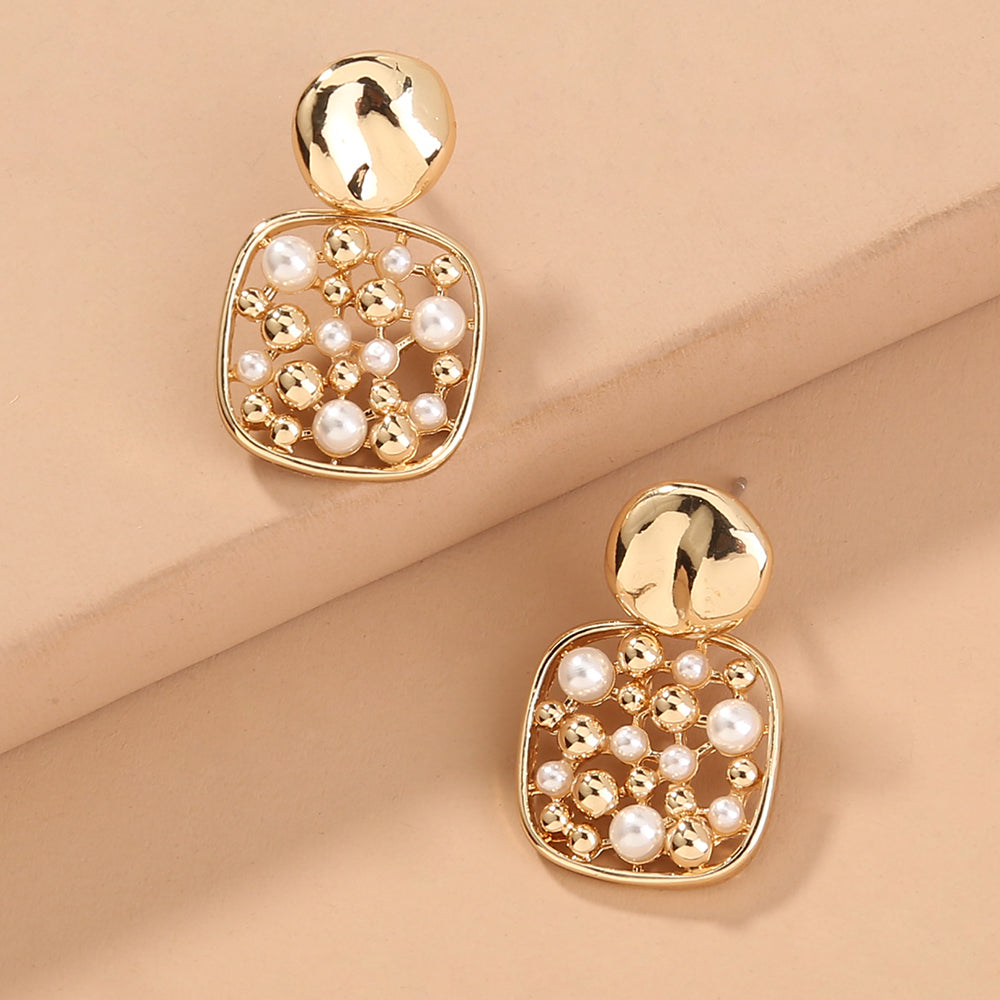 Square Cut-out Pearl Earring Accessories, , women clothing, square-cut-out-pearl-earring-accessories, , fairypeony