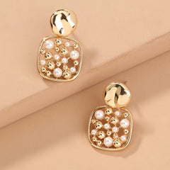Square Cut-out Pearl Earring Accessories, , women clothing, square-cut-out-pearl-earring-accessories, , fairypeony