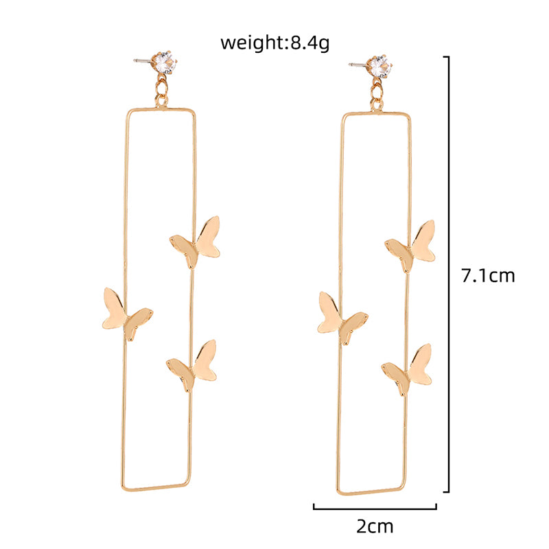 Long Geometric Metal Pop-up Butterfly Earrings, , women clothing, long-geometric-metal-pop-up-butterfly-earrings, , fairypeony