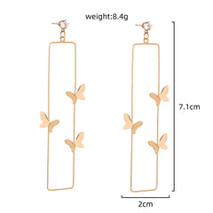 Long Geometric Metal Pop-up Butterfly Earrings, , women clothing, long-geometric-metal-pop-up-butterfly-earrings, , fairypeony