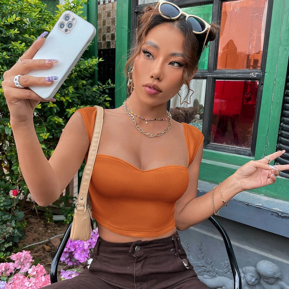 Short Sleeve Ribbed Crop Top - fairypeony