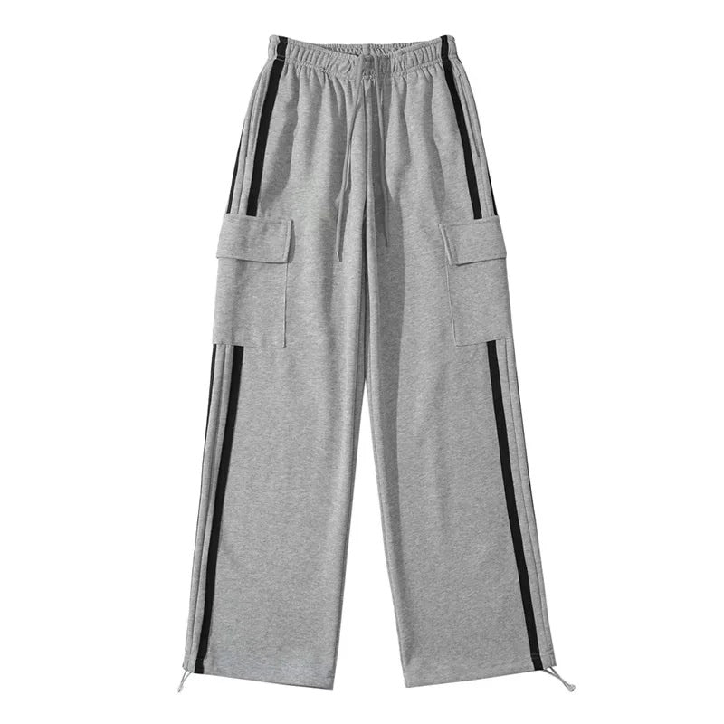 Pocket Side Stripe Baggy Sweatpants - fairypeony