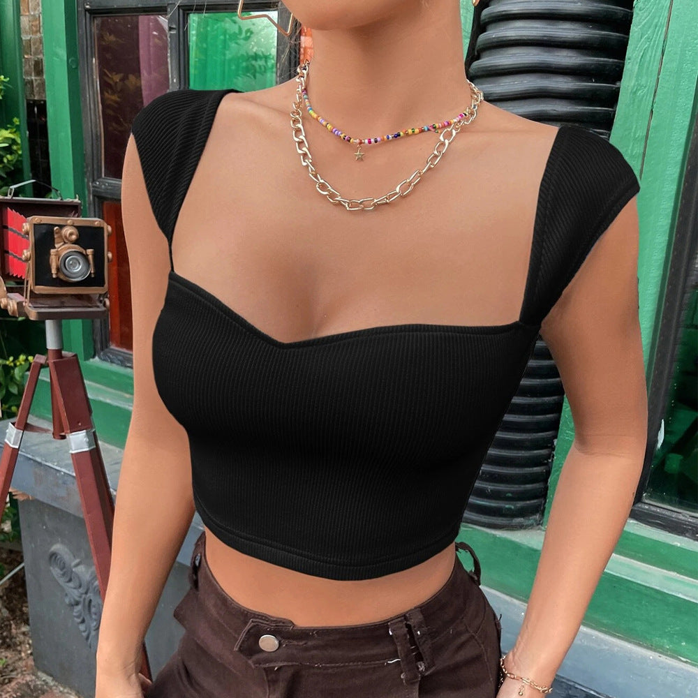 Short Sleeve Ribbed Crop Top - fairypeony