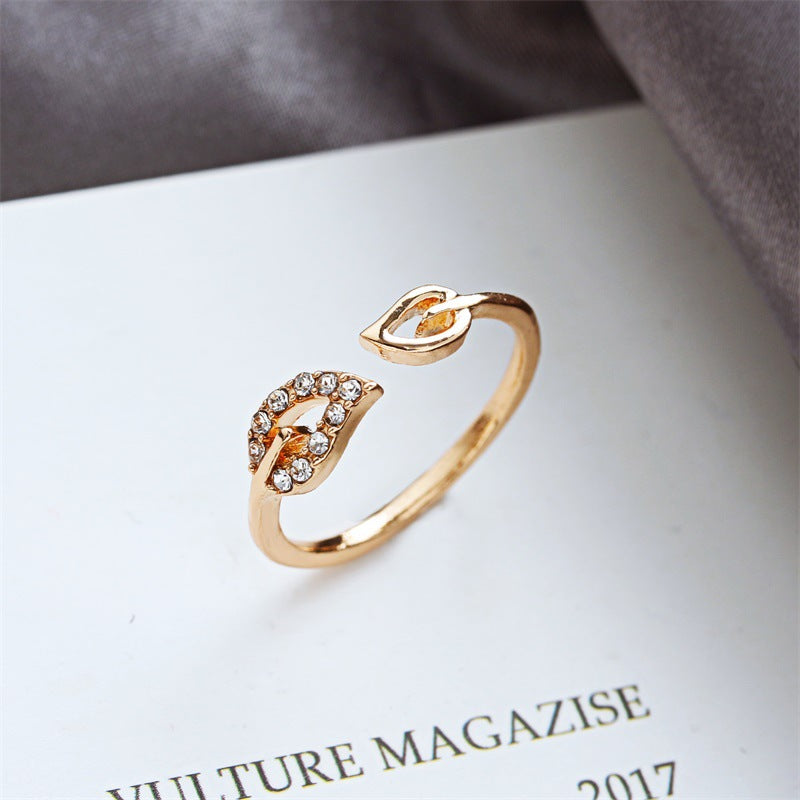 Love Ring Leaf Rhinestone, , women clothing, love-ring-leaf-rhinestone, , fairypeony
