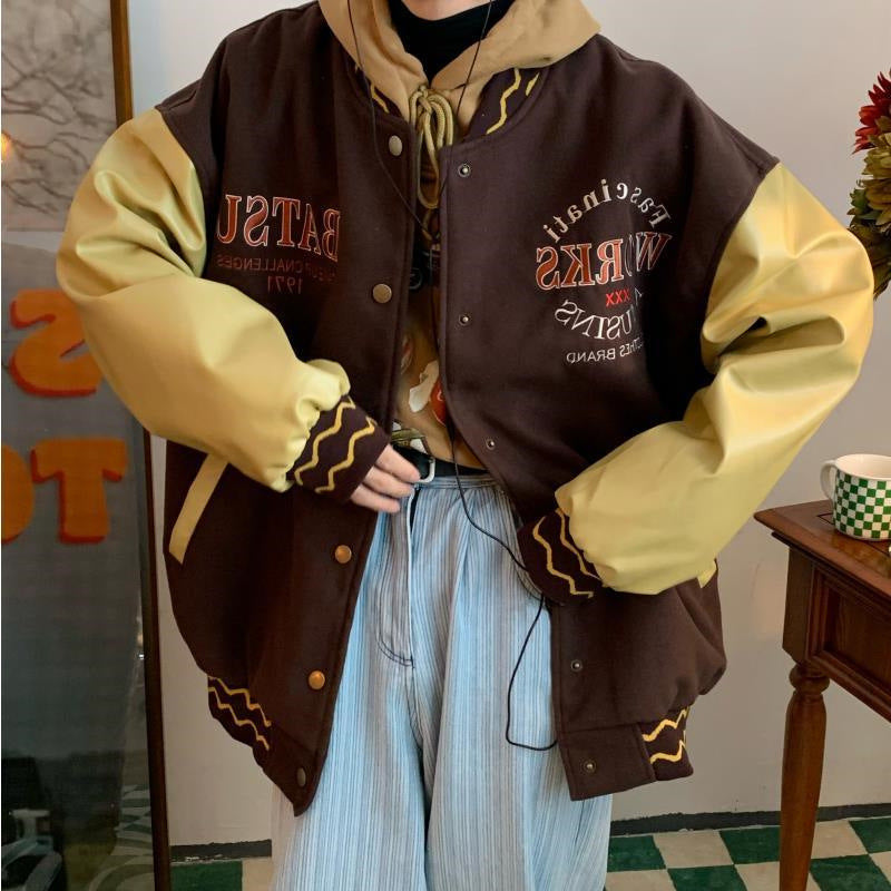 Vintage Badge Embroidered Varsity Jacket, , women clothing, vintage-badge-embroidered-varsity-jacket, , fairypeony