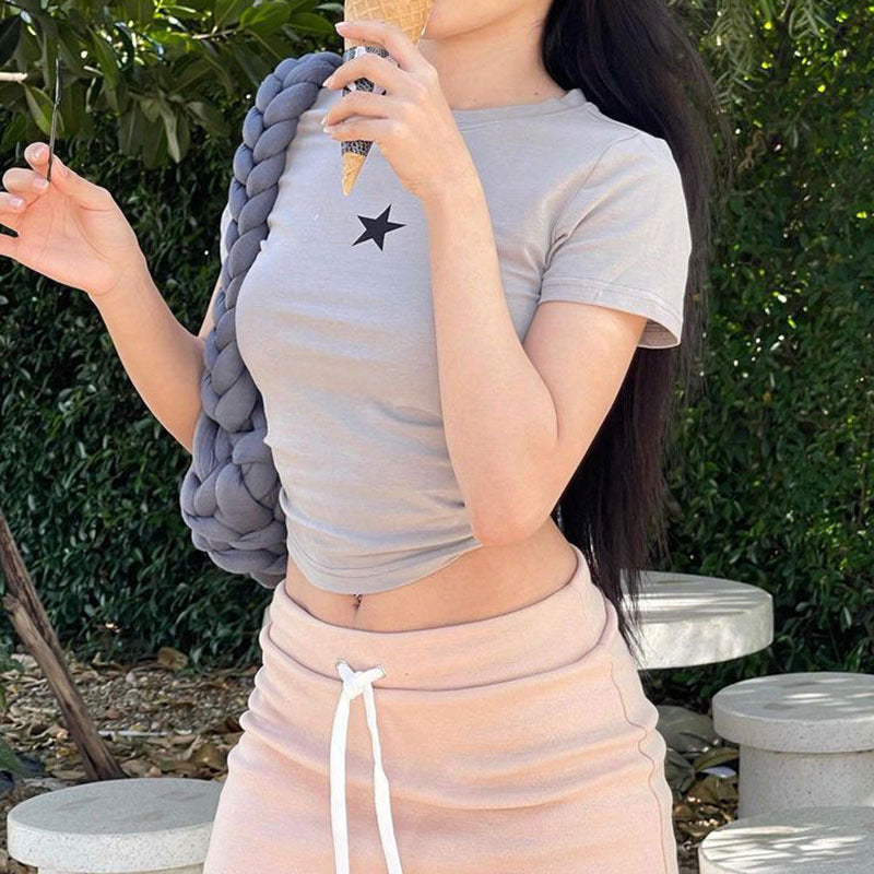 Star Logo Graphic Crop Top - fairypeony